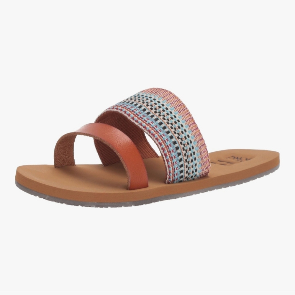 Billabong Women's Away Slide Sandal Size 9 Blue Tan Brown